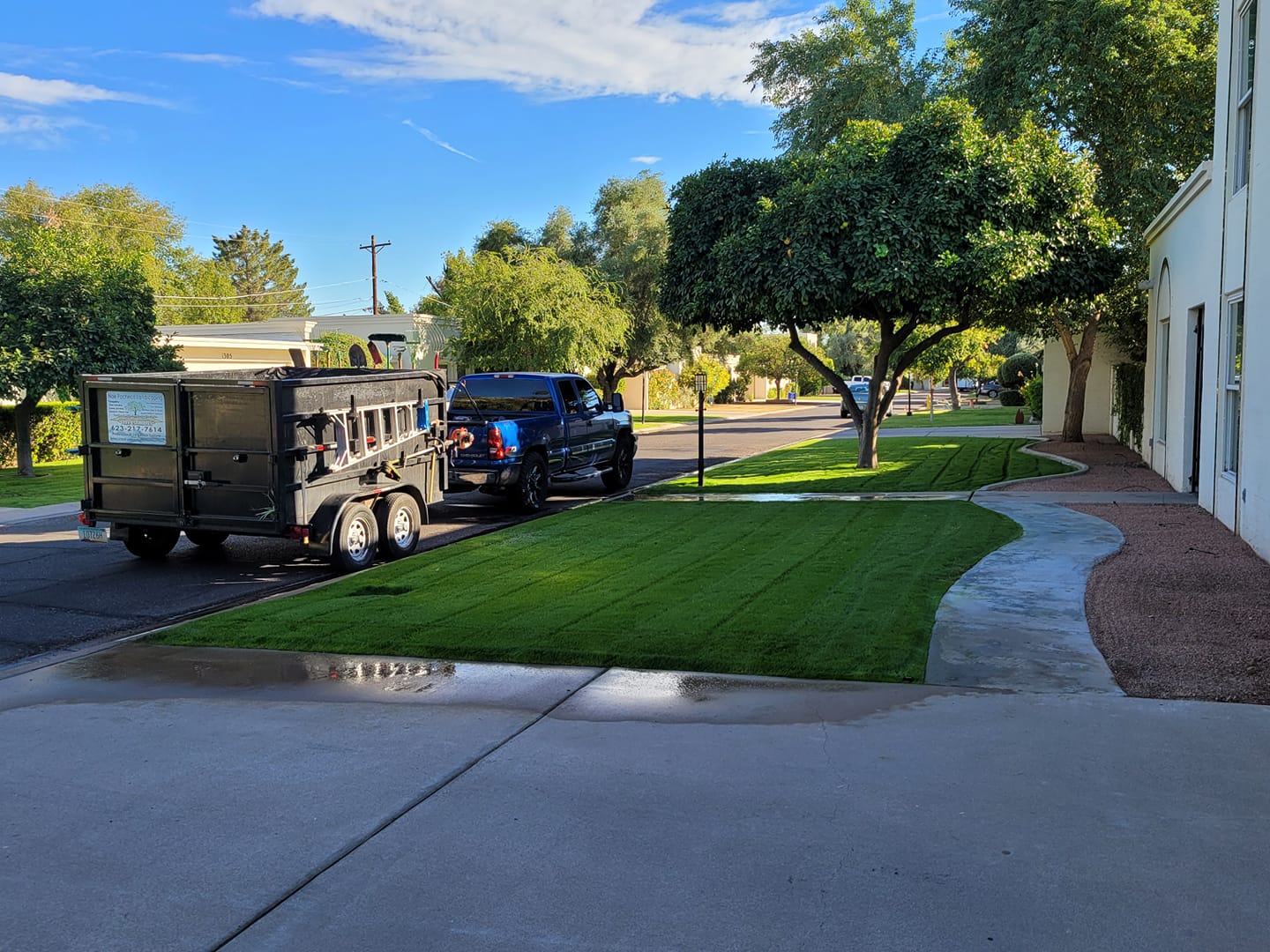 image of a lush green lawn (for a landscaping service)
